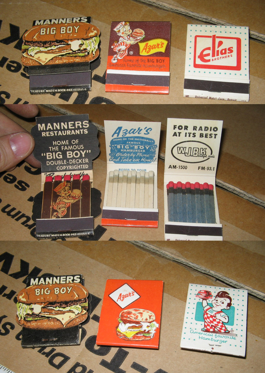 BIG BOY Tops Elias 40s-50s era diner matchbooks 3