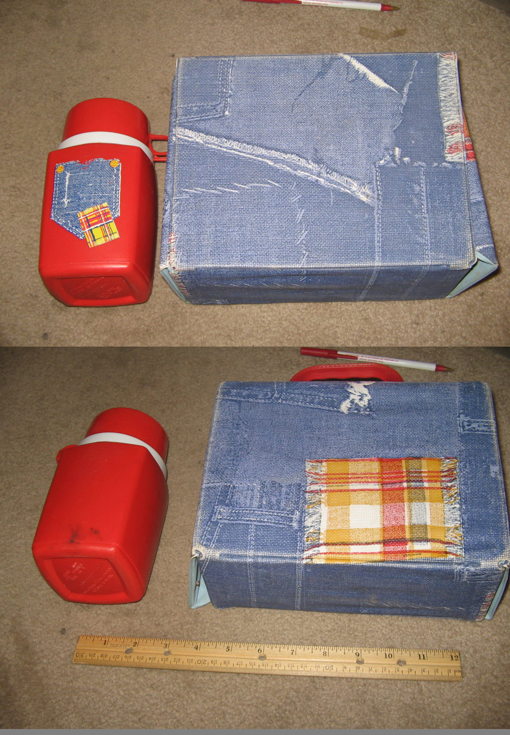 Levis denim type vinyl lunchbox 70s blue jeans THERMOS