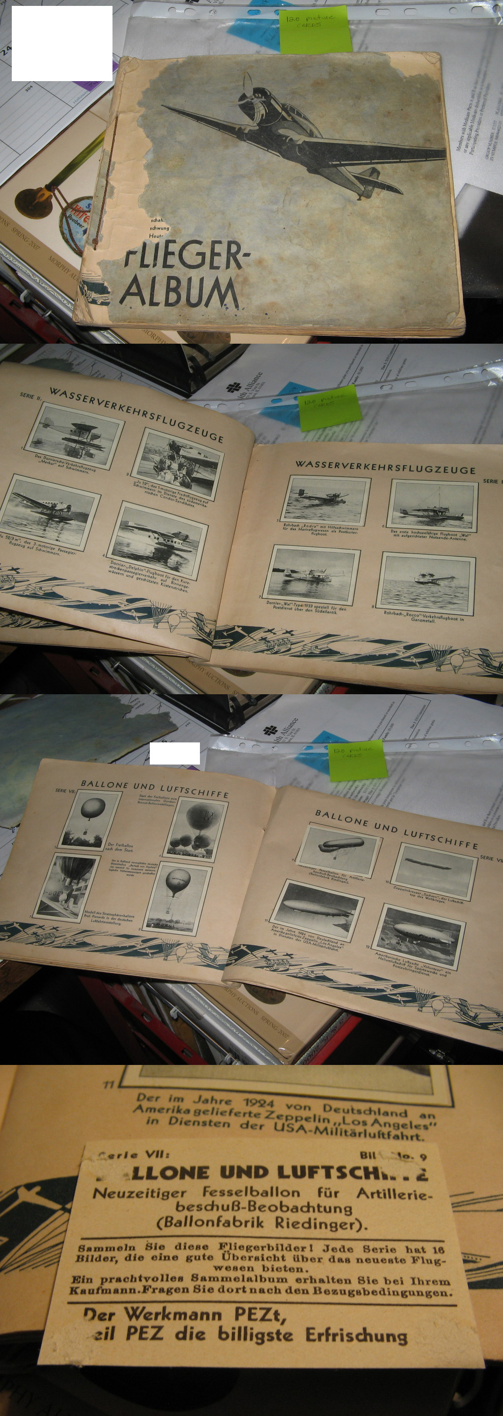 PEZ 1935 aviation trading card album,120 photo cards