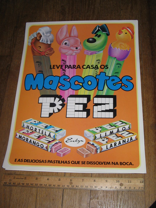 PEZ Brazil store display poster 1978-82 pony yappy