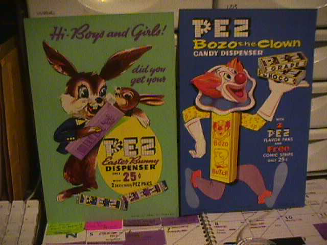 PEZ 1962 BOZO Clown die cut store display sign candy