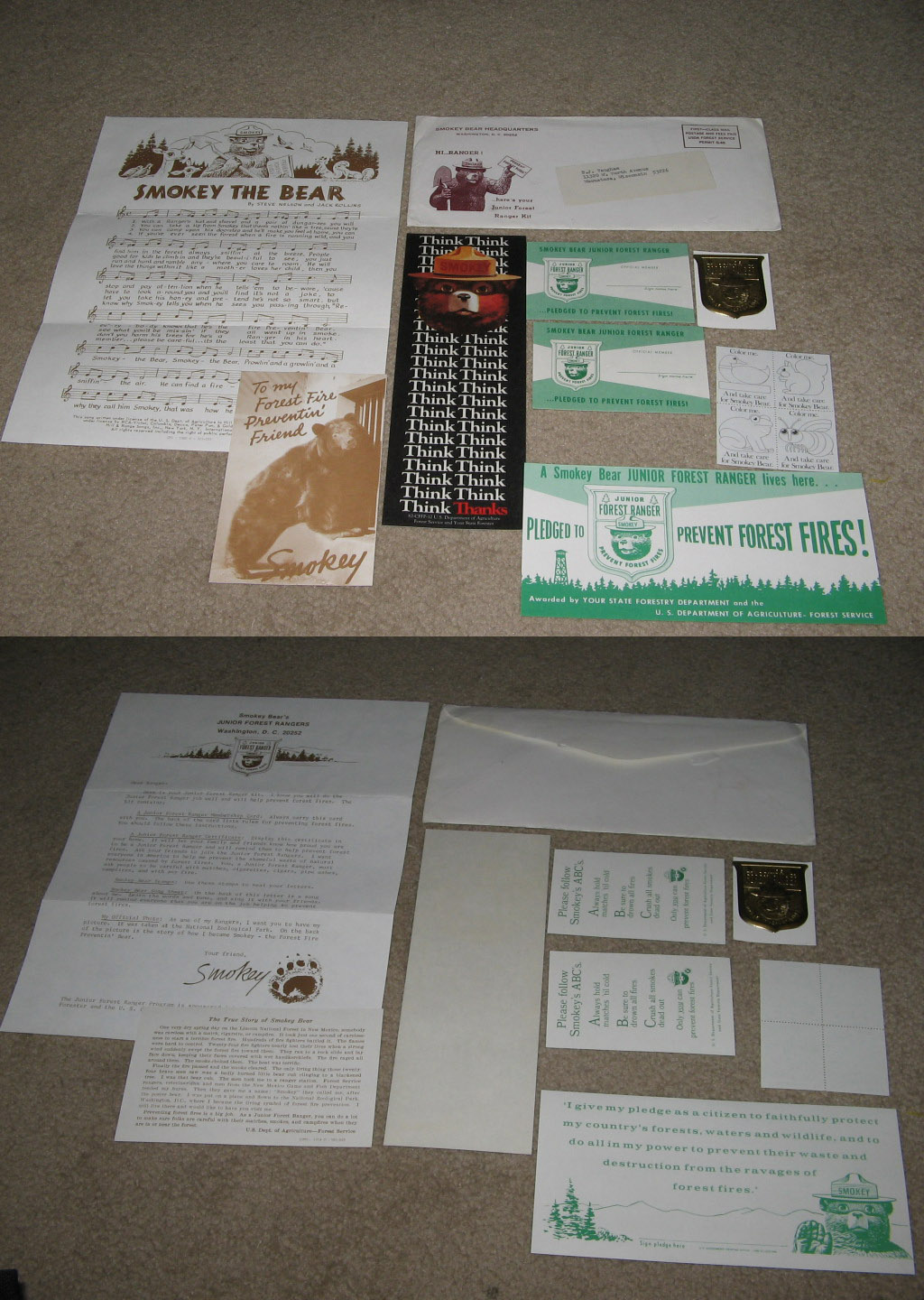 Smokey the Bear membership club kit 60s premium